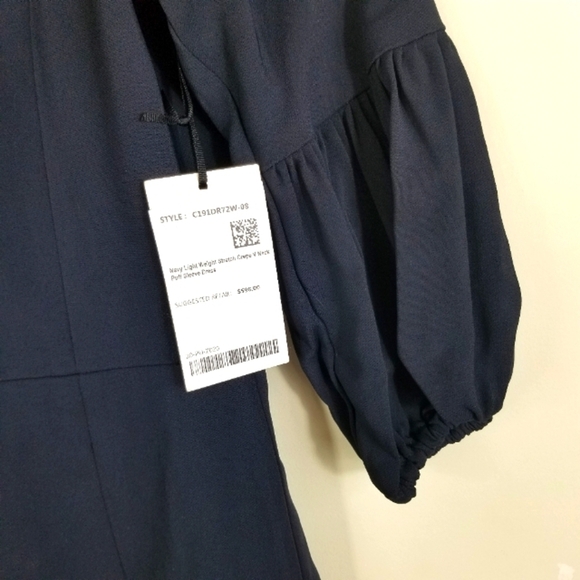 WORTH Navy V Neck Puff Sleeve Dress - Picture 9 of 10